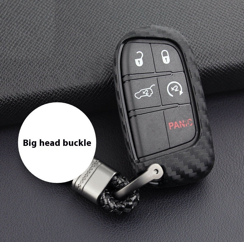 For Key Case Cover Dodge Chrysler Fiat Carbon Fiber Silicone Case Remote Key Protection Case