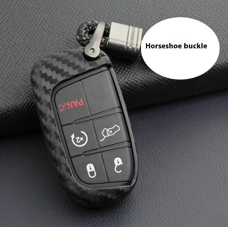 For Key Case Cover Dodge Chrysler Fiat Carbon Fiber Silicone Case Remote Key Protection Case