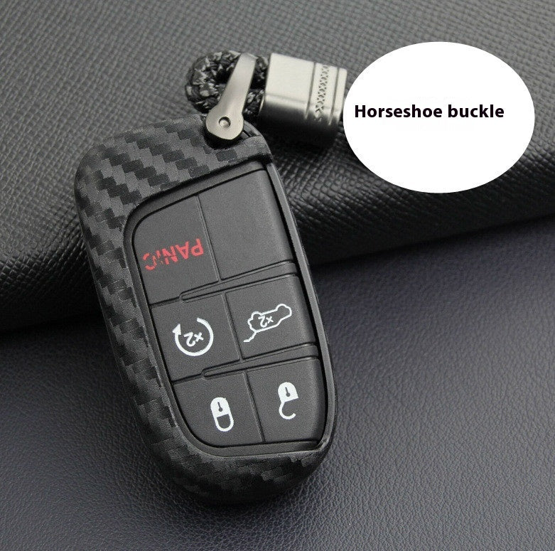 For Key Case Cover Dodge Chrysler Fiat Carbon Fiber Silicone Case Remote Key Protection Case